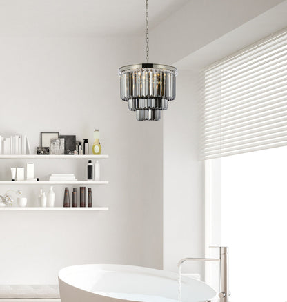 Sydney 9 light polished nickel Chandelier Silver Shade (Grey) Royal Cut Crystal