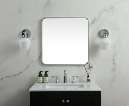 Soft corner metal square mirror 24x24 inch in Silver