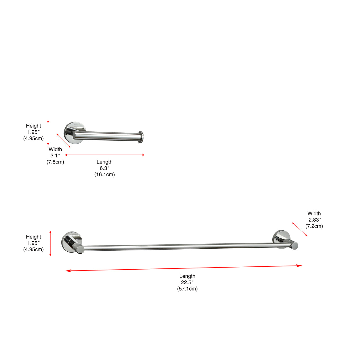 Alma 2-Piece Bathroom Hardware Set in Chrome