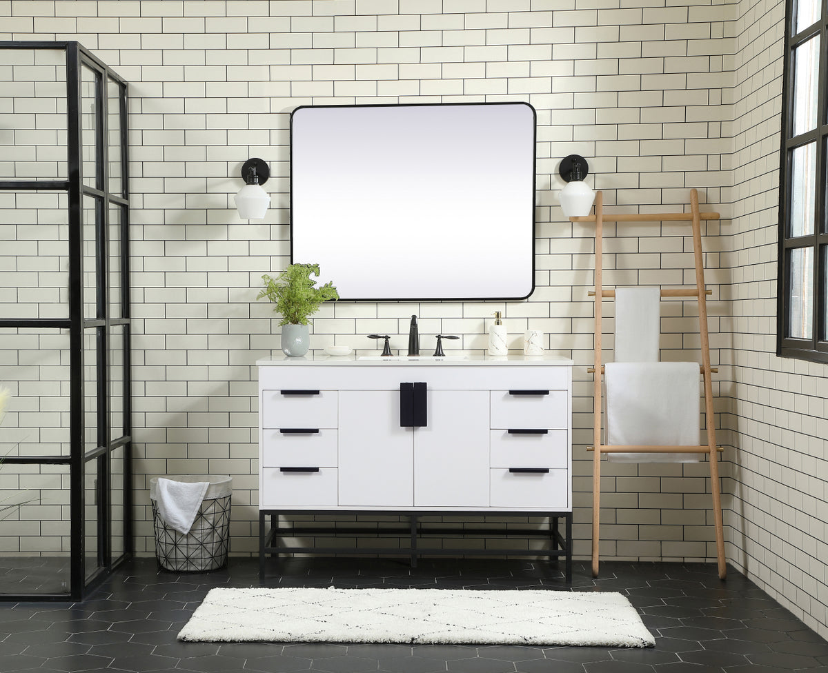 48 inch Single bathroom vanity in white