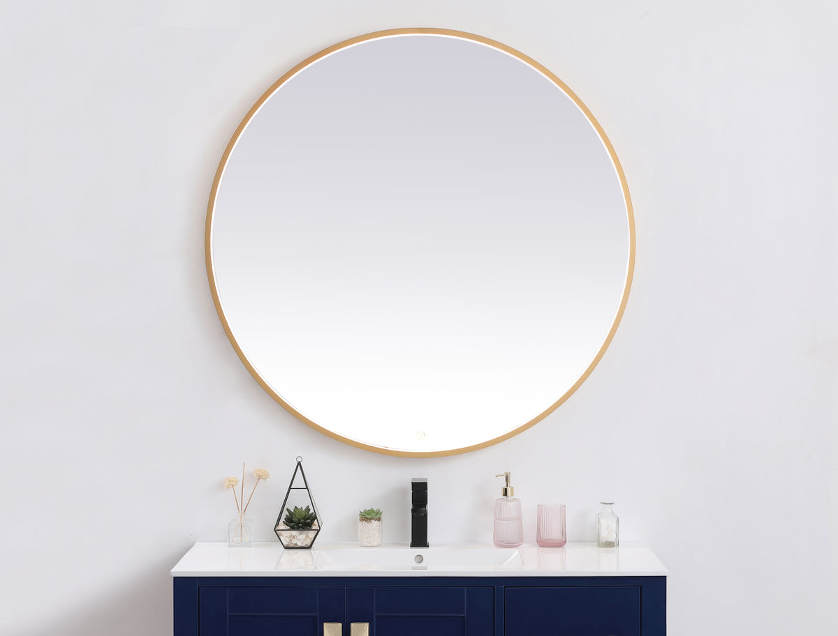 Pier 45 inch LED mirror with adjustable color temperature 3000K/4200K/6400K in brass
