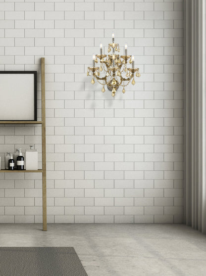 Maria Theresa 7 light Golden Teak Wall Sconce Golden Teak (Smoky) Royal Cut Crystal