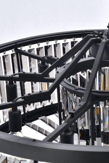 Chelsea 10 light Matte Black Chandelier Silver Shade (Grey) Royal Cut Crystal