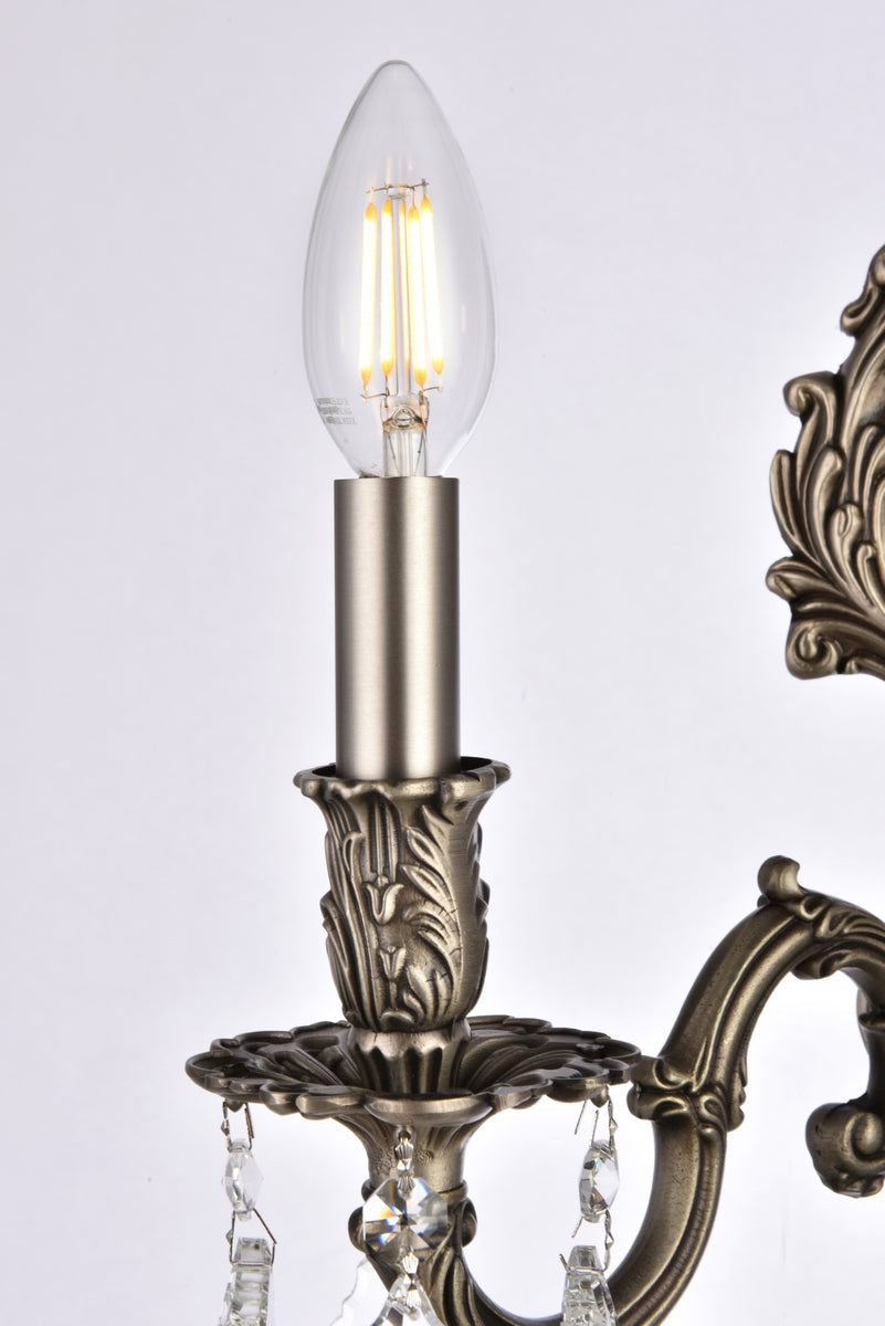 Monarch 2 light Pewter Wall Sconce Clear Royal Cut Crystal