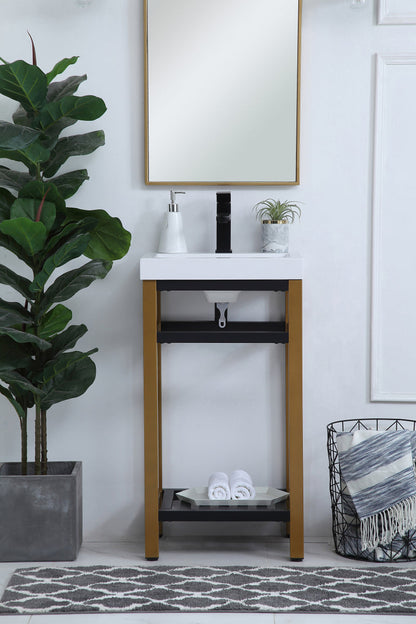 18 inch Single Bathroom Metal Vanity in Golden Black