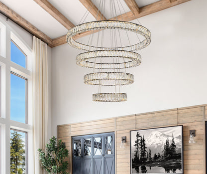 Monroe 41 inch LED four ring chandelier in black