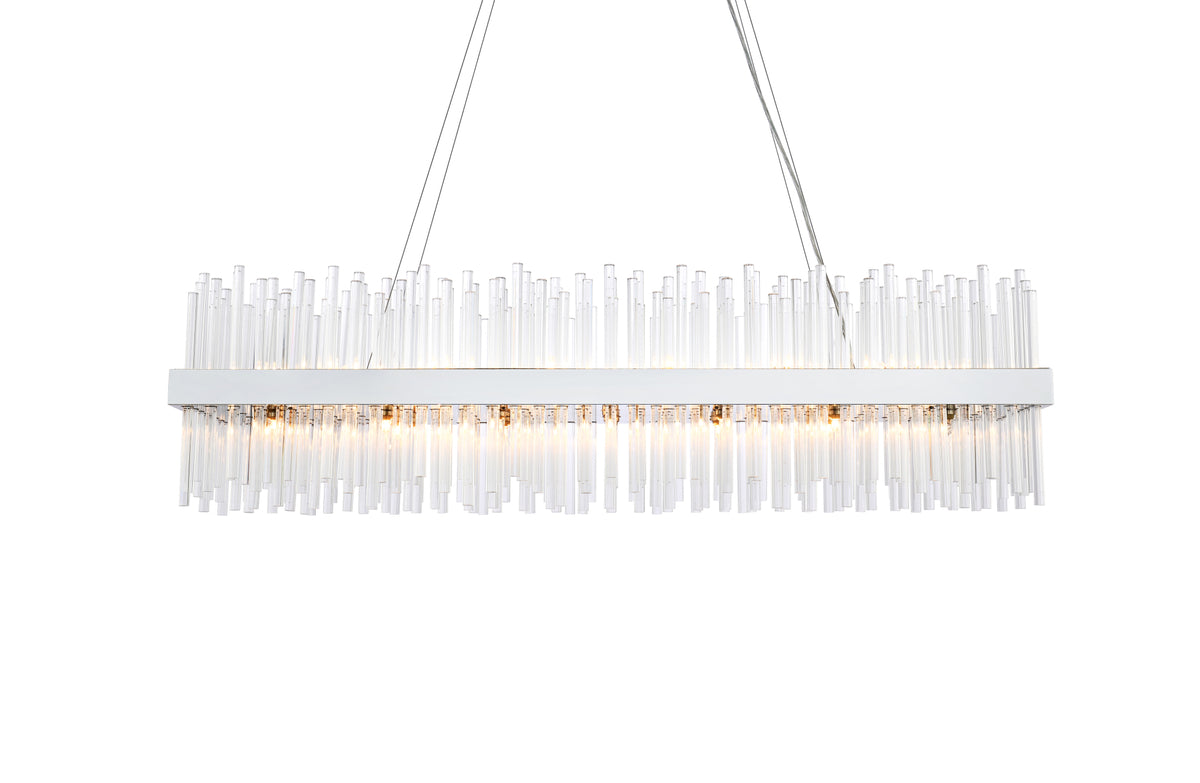 Dallas 48 inch rectangle crystal pendant in chrome