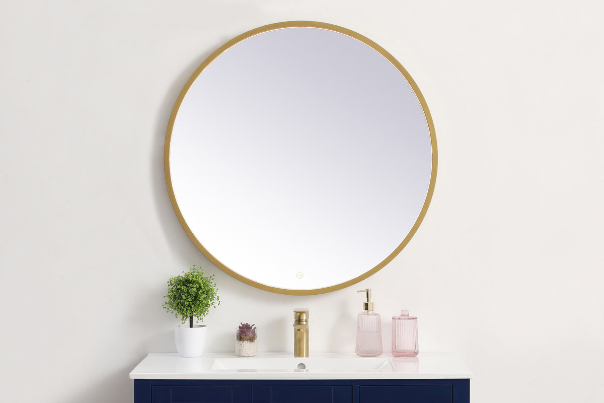 Pier 32 inch LED mirror with adjustable color temperature 3000K/4200K/6400K in brass