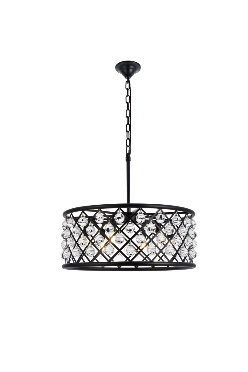 Madison 6 light Matte Black Chandelier Clear Royal Cut Crystal