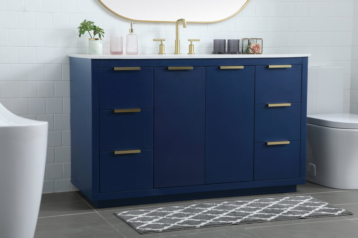 54 Inch SIngle Bathroom Vanity In Blue