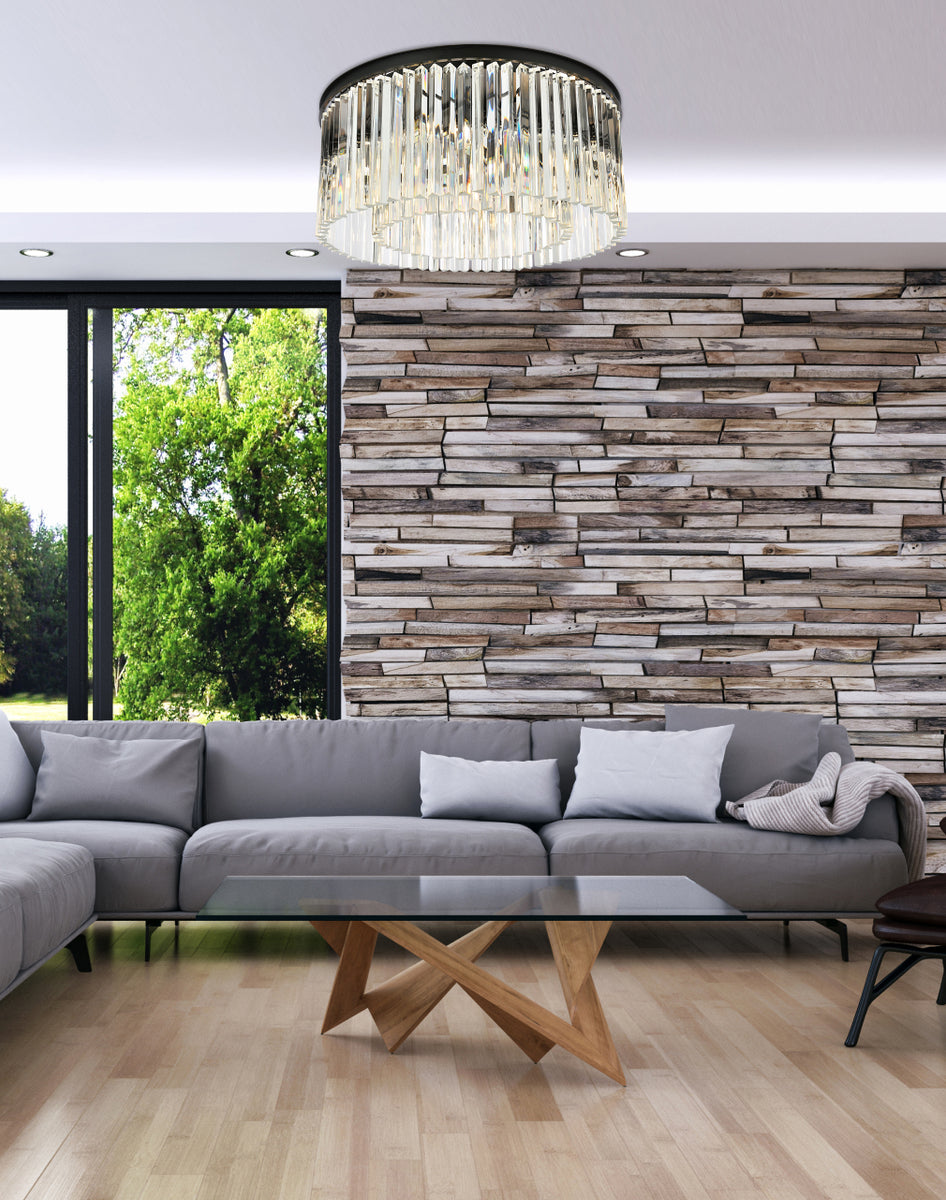 Sydney 8 light Matte Black Flush Mount Clear Royal Cut Crystal