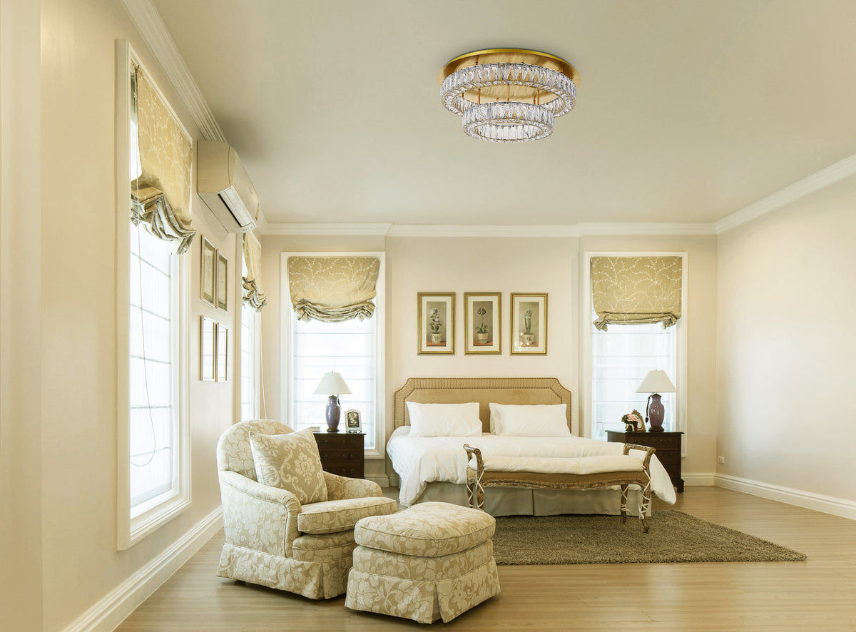 Monroe LED light gold Flush Mount Clear Royal Cut Crystal