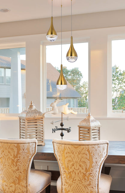 Amherst 10 inch LED pendant in satin gold