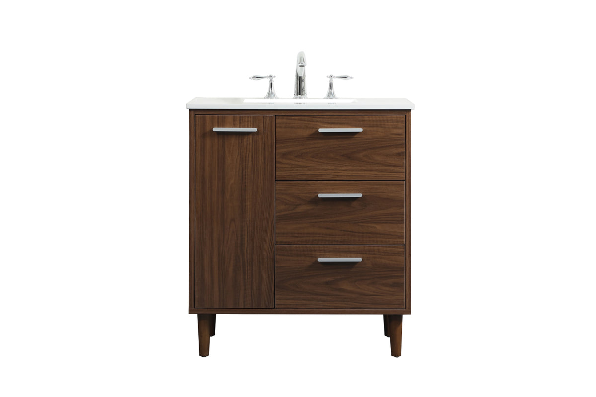 30 inch bathroom vanity in Walnut
