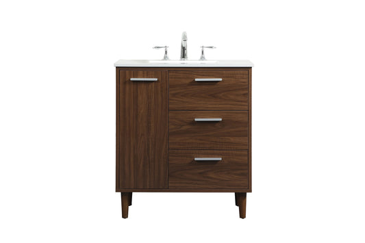 30 inch bathroom vanity in Walnut