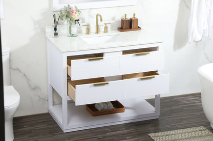 42 inch Single bathroom vanity in white with backsplash