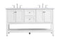 60 in. double sink bathroom vanity set in White