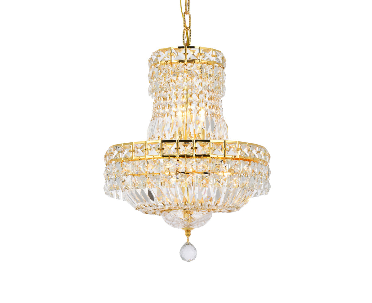 Tranquil 6 light Gold Pendant Clear Royal Cut Crystal