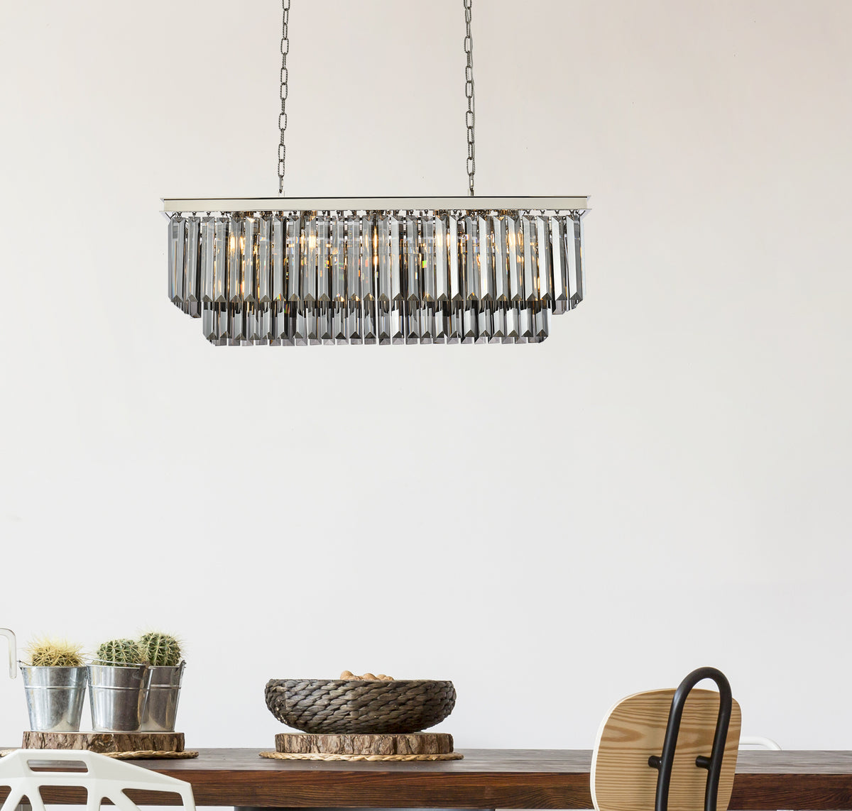 Sydney 12 light polished nickel Chandelier Silver Shade (Grey) Royal Cut Crystal