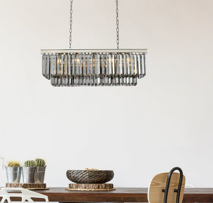 Sydney 12 light polished nickel Chandelier Silver Shade (Grey) Royal Cut Crystal