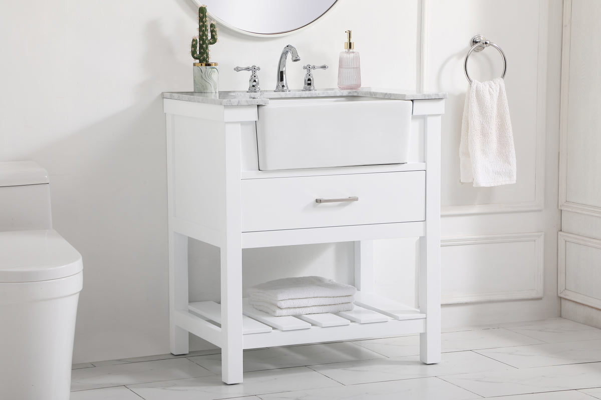 30 inch Single bathroom vanity in white