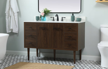 48 inch Single bathroom vanity in walnut with backsplash