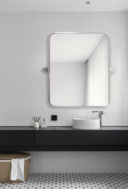 Soft corner pivot mirror 20x24 inch in silver