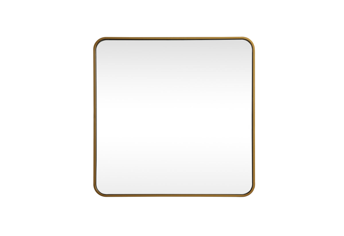 Soft corner metal square mirror 30x30 inch in Brass