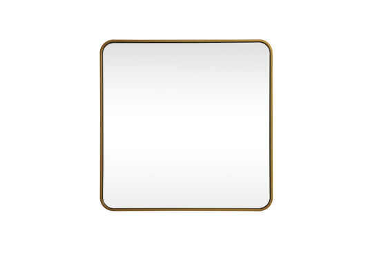 Soft corner metal square mirror 30x30 inch in Brass