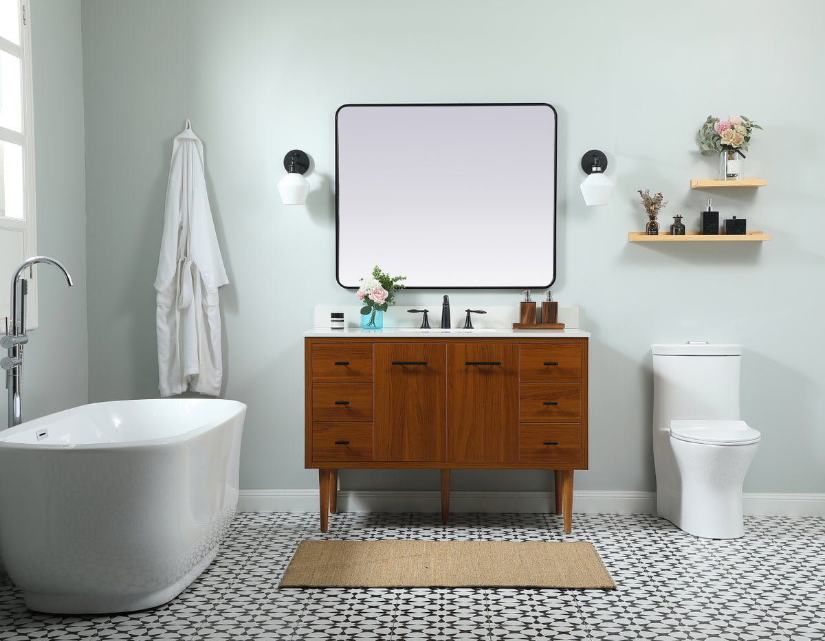 48 inch Single bathroom vanity in teak with backsplash