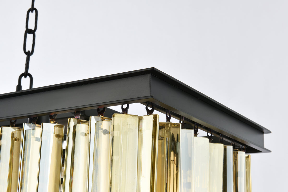 Sydney 12 light Matte Black Chandelier Golden Teak (Smoky) Royal Cut Crystal