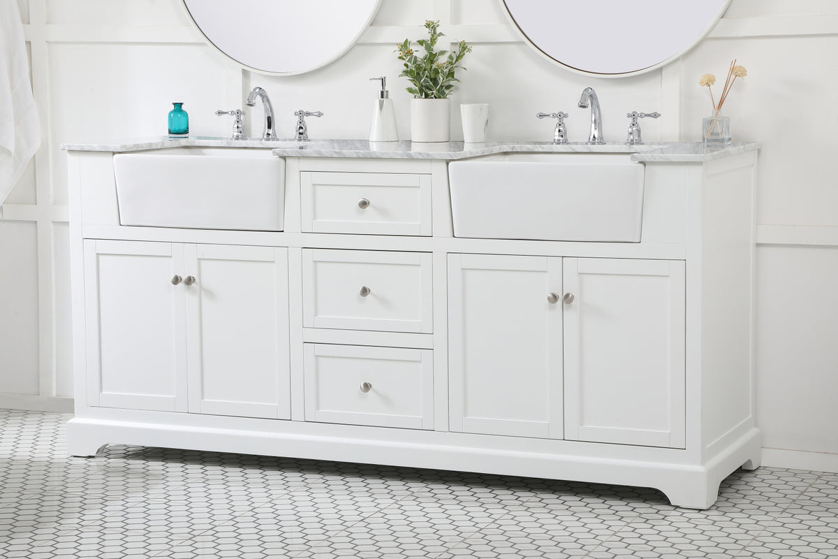 72 inch double bathroom vanity in white