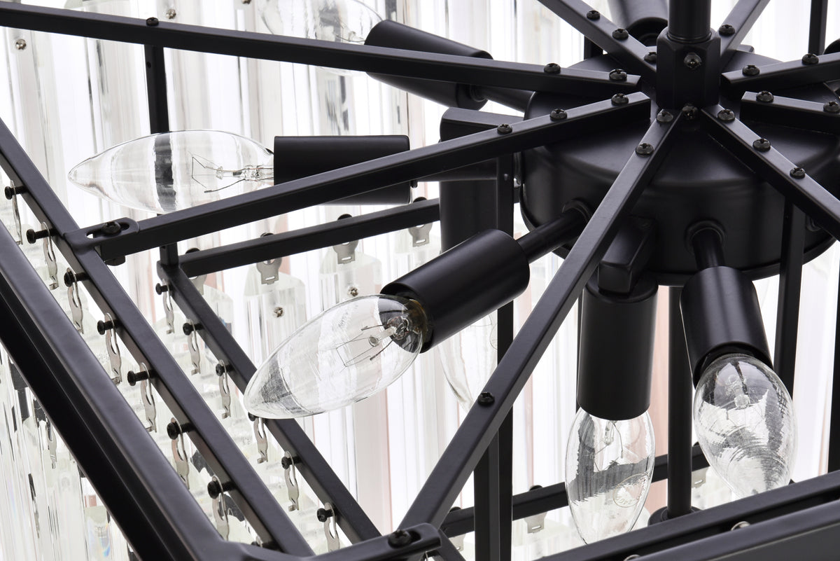 Sydney 21.5 inch square crystal chandelier in matte black