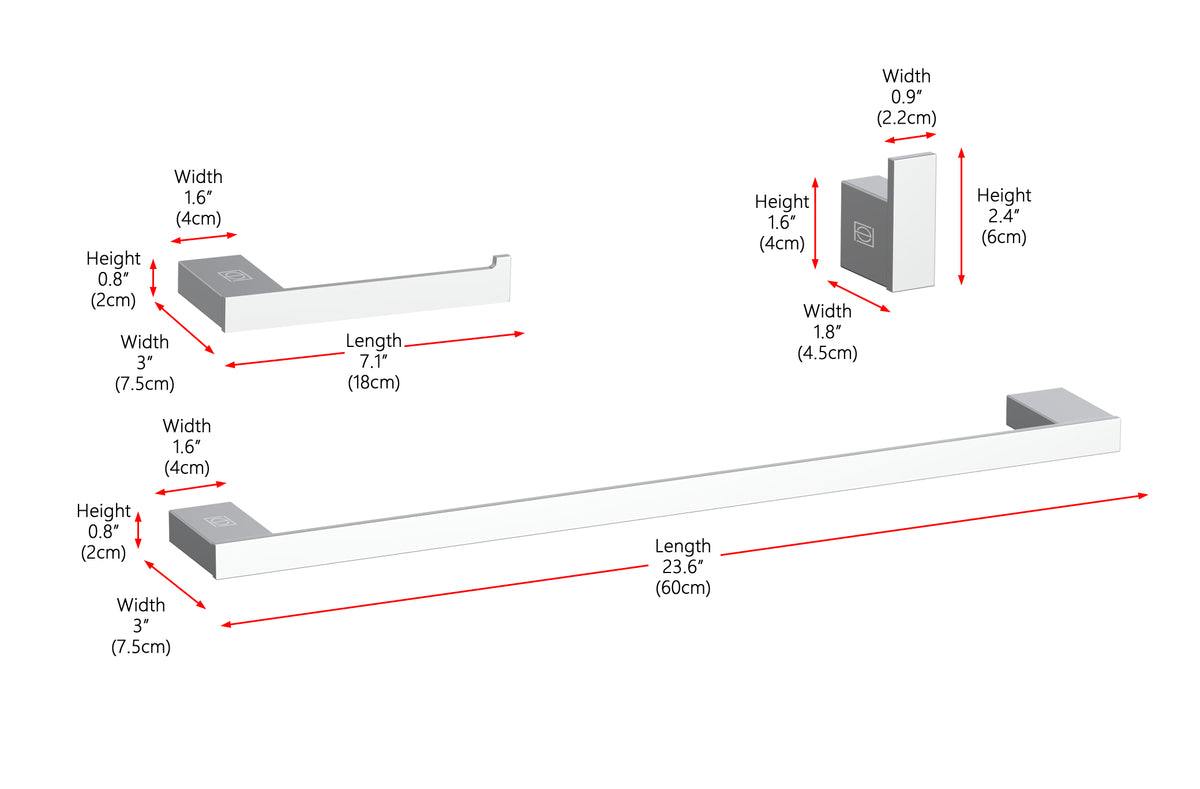 Sofia 3-Piece Bathroom Hardware Set in Chrome