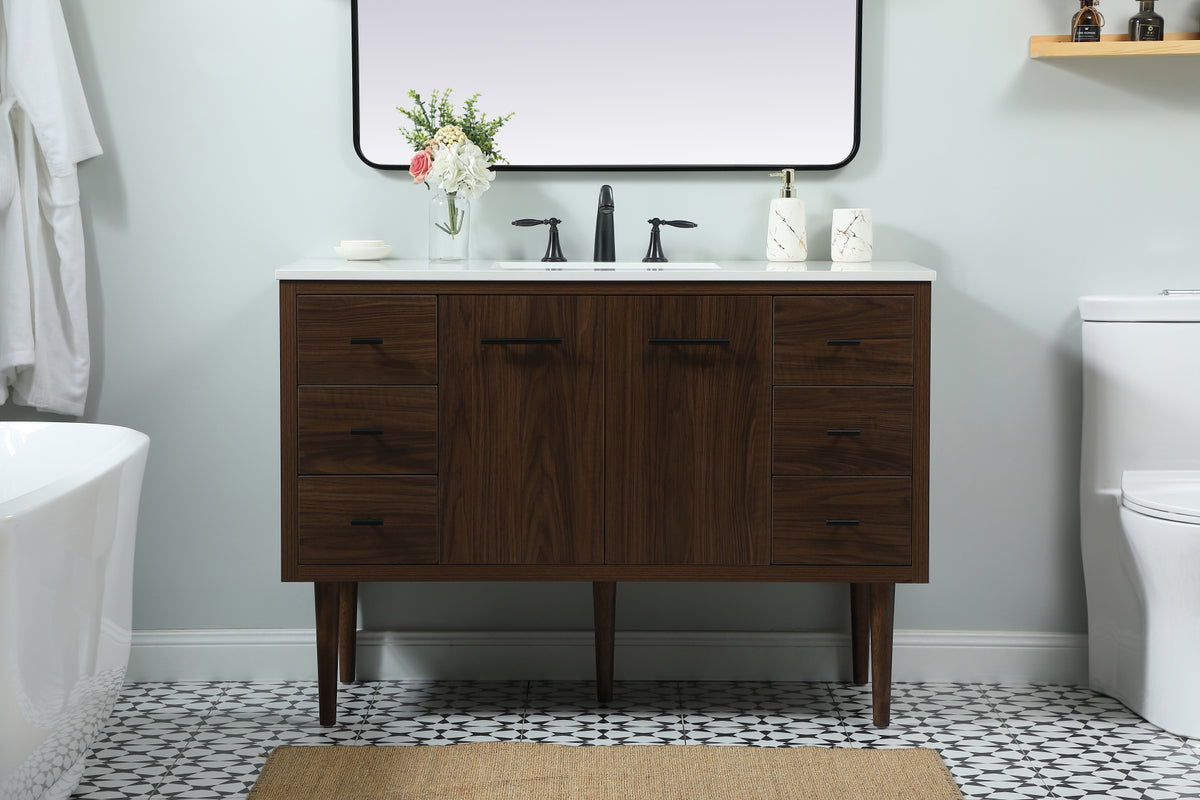 48 inch Single bathroom vanity in walnut