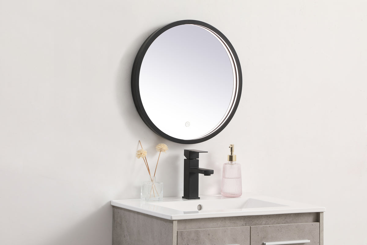 Pier 18 inch LED mirror with adjustable color temperature 3000K/4200K/6400K in black