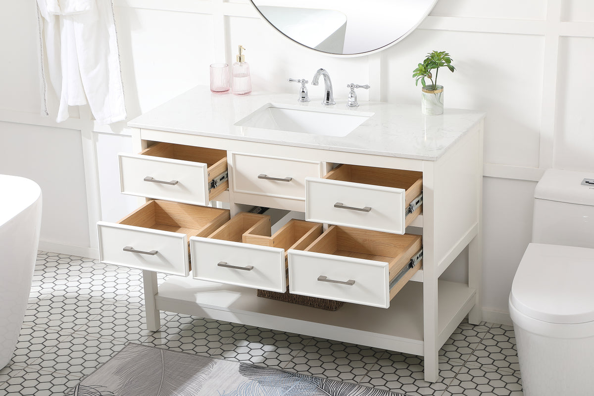 48 inch Single bathroom vanity in white