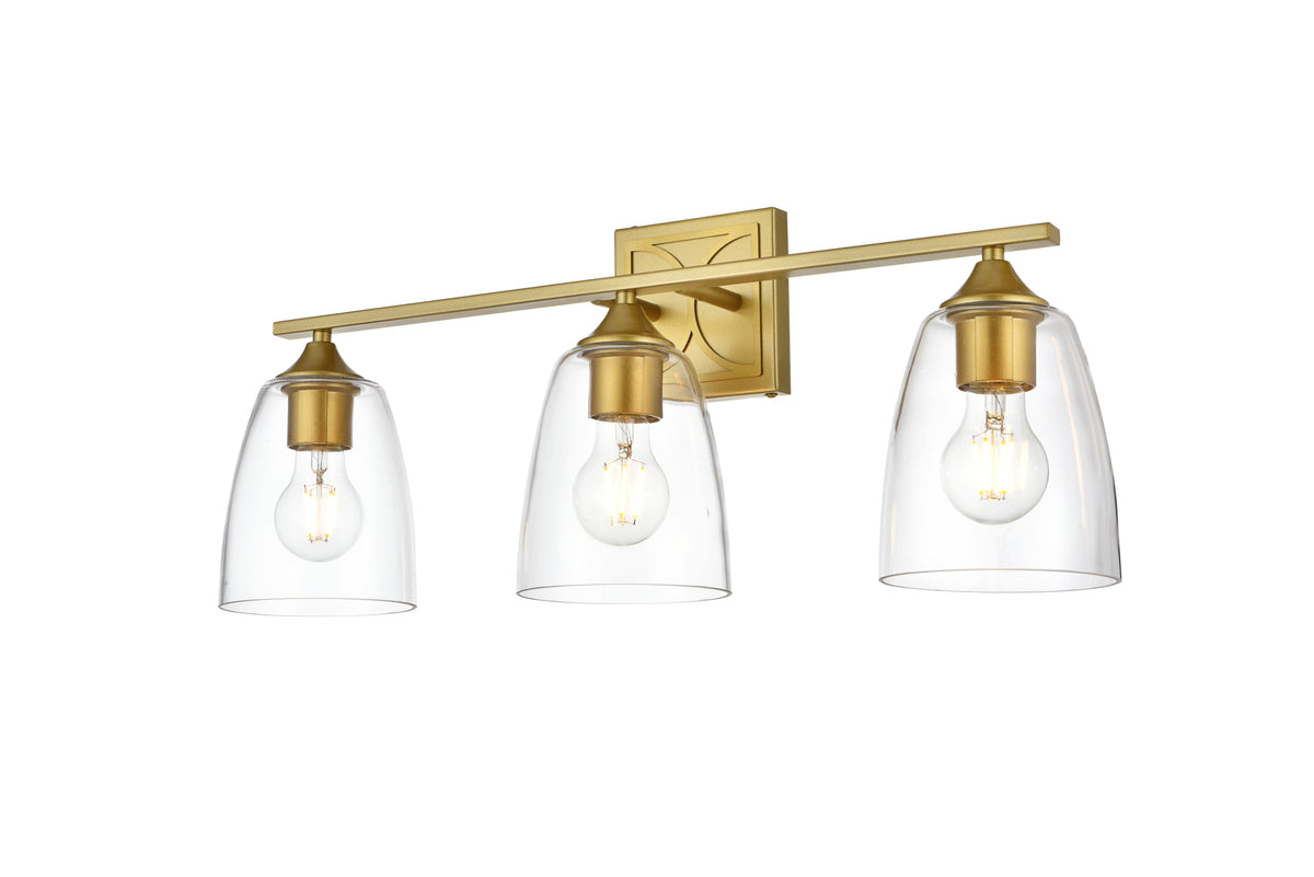Harris 3 light Brass and Clear Bath Sconce