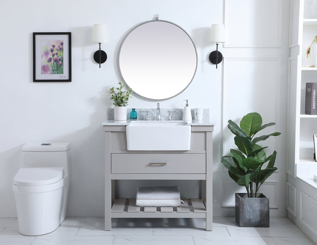 36 inch Single bathroom vanity in grey with backsplash