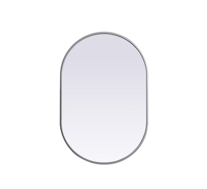 Metal Frame Oval Mirror 20x30 Inch in Silver