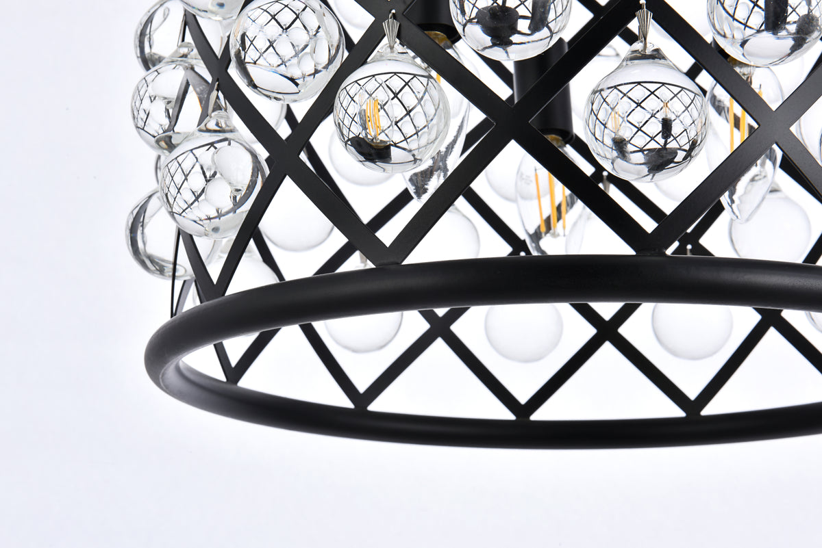 Madison 3 light Matte Black Pendant Clear Royal Cut Crystal