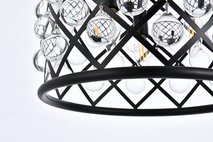 Madison 3 light Matte Black Pendant Clear Royal Cut Crystal