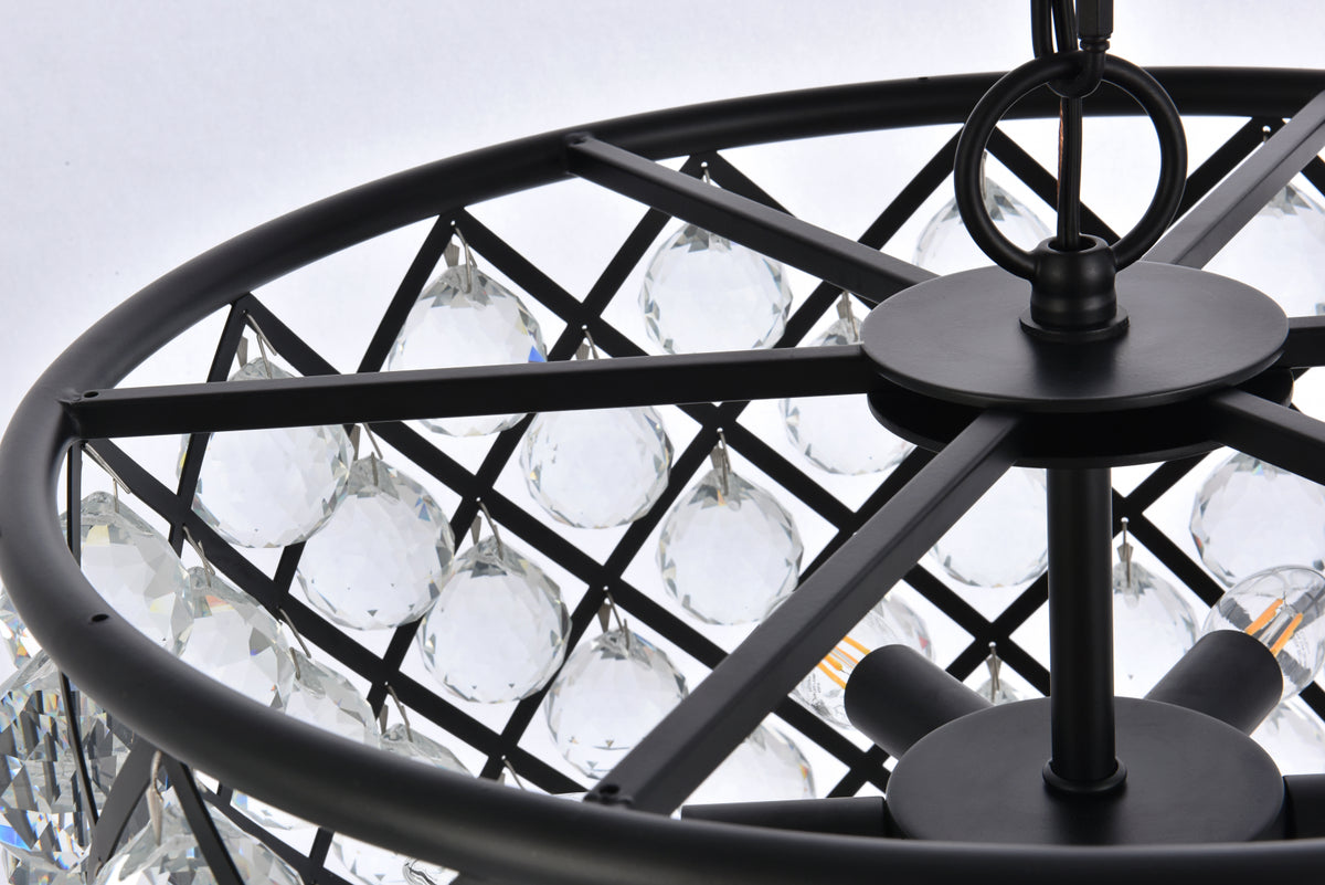 Madison 6 light Matte Black Pendant Clear Royal Cut Crystal