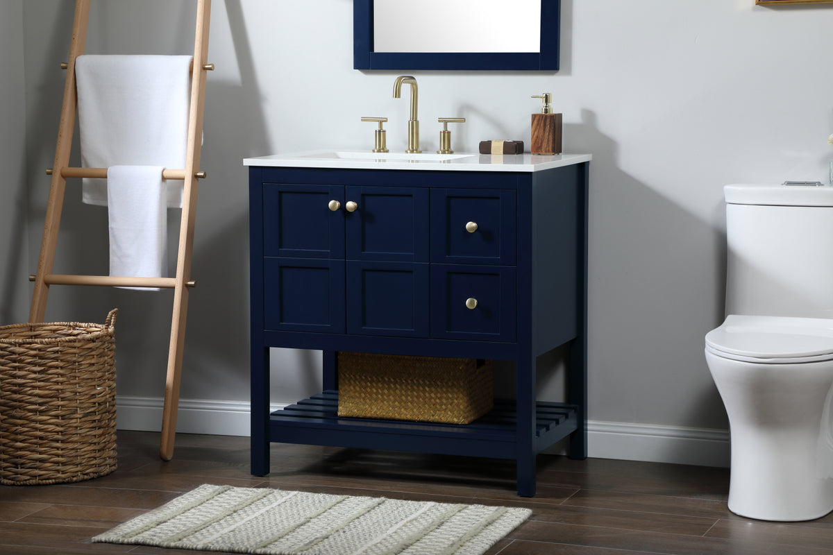 32 inch Single bathroom vanity in blue