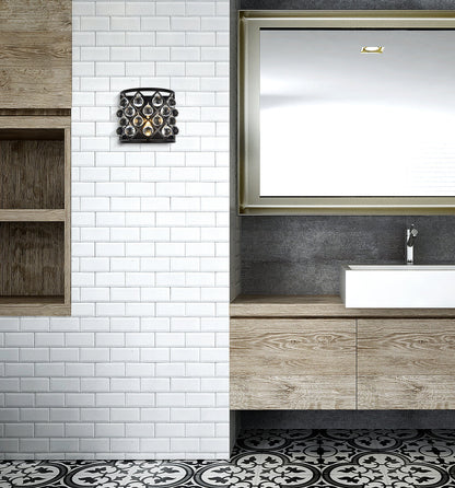 Madison 1 light Matte Black Wall Sconce Clear Royal Cut Crystal