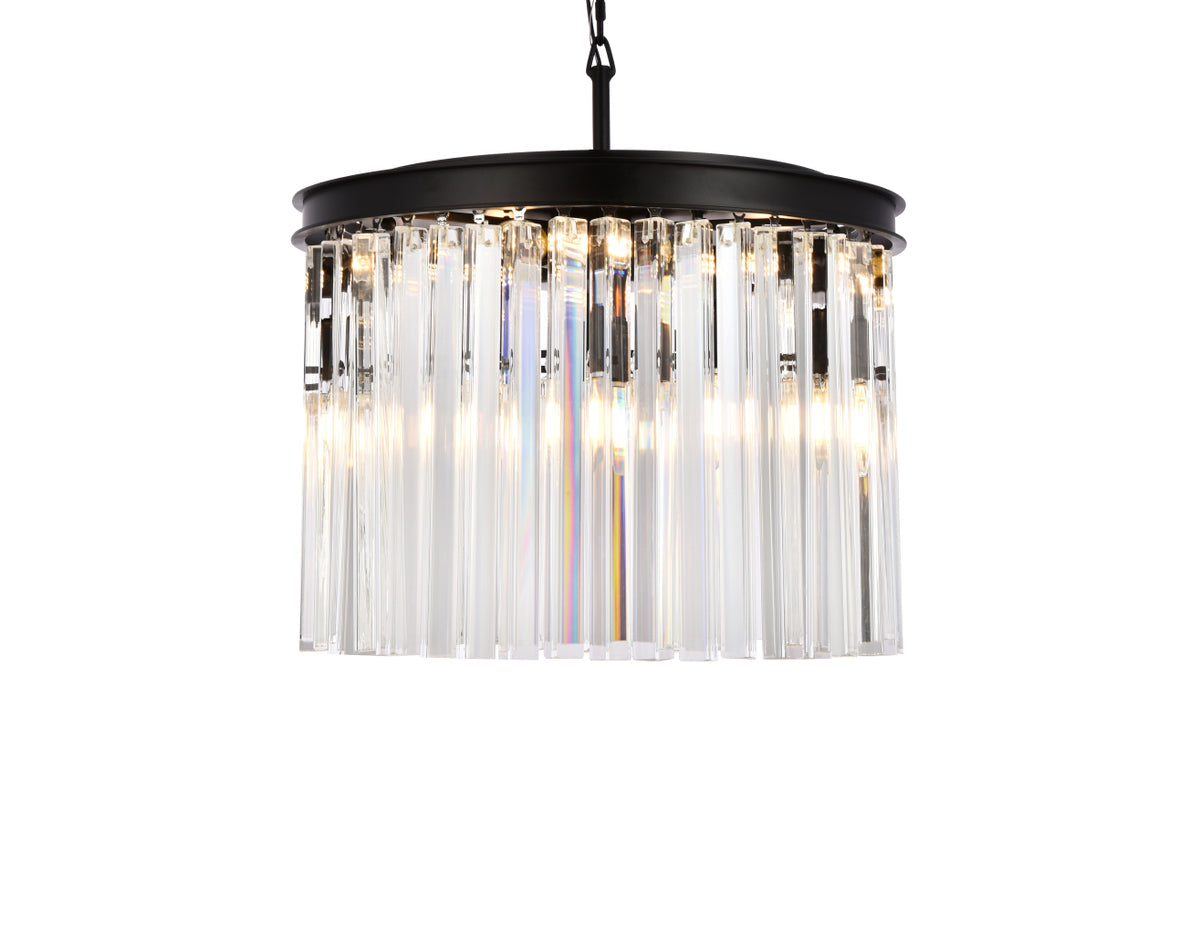 Sydney 6 light Matte Black Pendant Clear Royal Cut Crystal