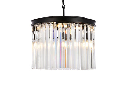 Sydney 6 light Matte Black Pendant Clear Royal Cut Crystal