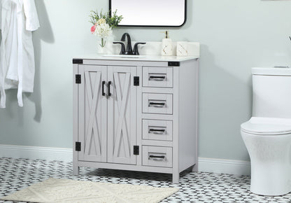 32 inch Single bathroom vanity in grey with backsplash