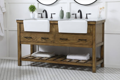 60 inch double bathroom vanity in driftwood