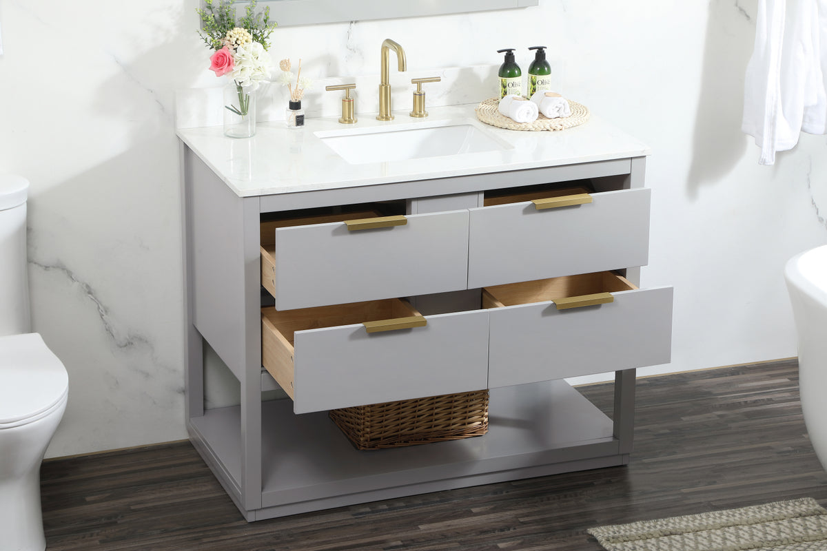 42 inch Single bathroom vanity in grey with backsplash